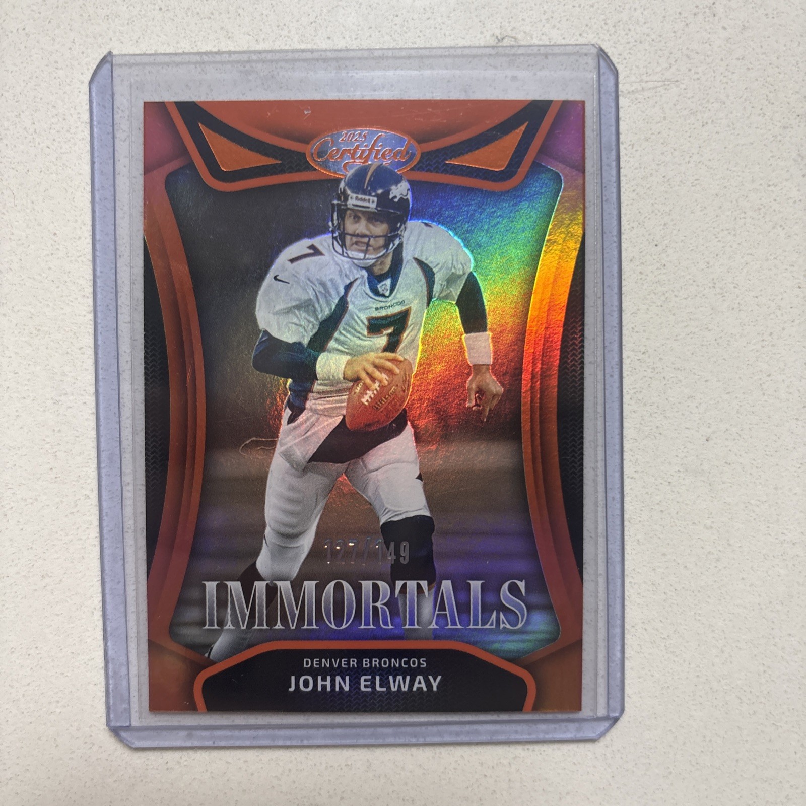 2025 Panini Certified - Immortals John Elway #IM-JEY Mirror Orange /149