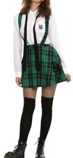 Hot topic Harry Potter Slytherin School Skirt Plaid Snake Cosplay Overall M