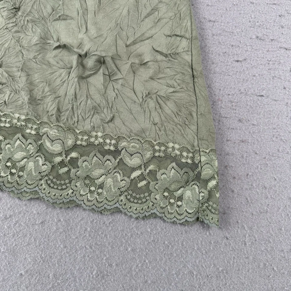 Vintage Y2K Dressbarn Lace Crinkle Cami Tank Top Small Green Earth Fairy Garden - Image 4 of 4