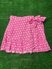 Aerie Pink Printed Tie Wrap Ruffle Mini Skirt
