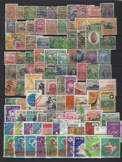 Ecuador 100 Different Stamped Stamps