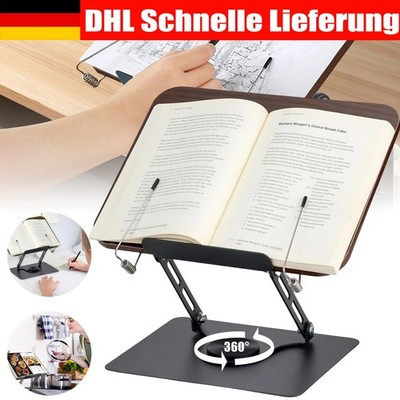 360° drehbarer Leseständer Holz Verstellbarer Buchständer Buchhalter rutschfest