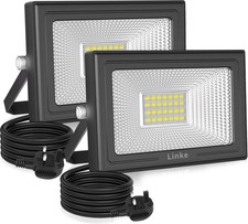 Linke 25W LED Floodlight Outdoor, 2100LM LED Security Lights with Plug, IP66 Wa