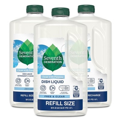 Seventh Generation Dish Liquid Soap Refill Free & Clear Dish Soap for sensiti...