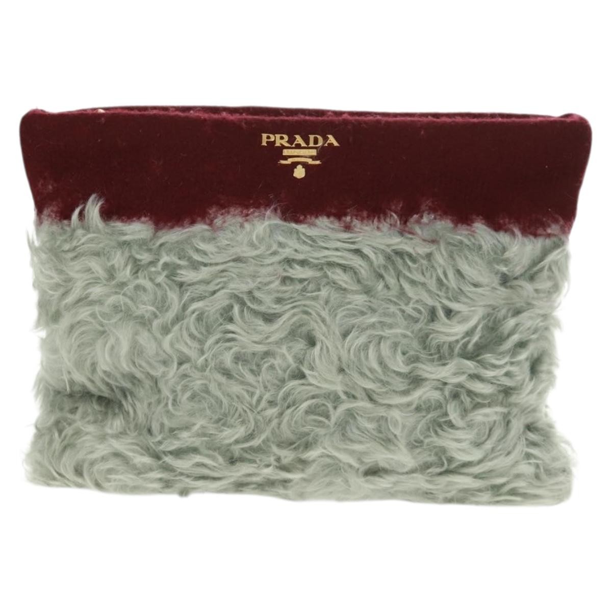 PRADA Clutch Bag Fur Bordeaux Gold Auth 168291V thumbnail 2