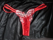 NWOT VTG 80s 90s Wet Seal Shiny Satin Bikini String Thong Panties Lrg Butterfly