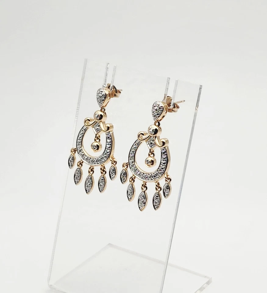 Pendientes araña Ross Simons vintage de plata esterlina con diamantes genuinos Vermeil Foto 4 de 4