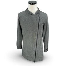 Lululemon Back to It Wrap Fleece Jacket Gray Asymmetrical Zip Raglan Longline