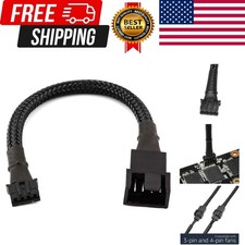 CRJ Micro 4-Pin GPU Fan Adapter Cable 6" Black Sleeved PWM for 3/4-Pin PC Fans