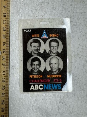 1983 NASA press badge ABC News Space Shuttle Challenger