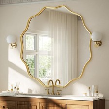 Large 80cm Round Wall Mirror Bathroom Bedroom Makeup Dressing Circle Mirror Lace
