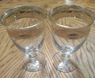 Vintage Set Of 2 J Preziosi Gold Rimmed Wine Glasses - Beautiful  — photo 3