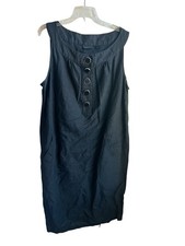 Avenue Black Large Buttons Sleeveless Dress Women's Plus Size 24 Pockets