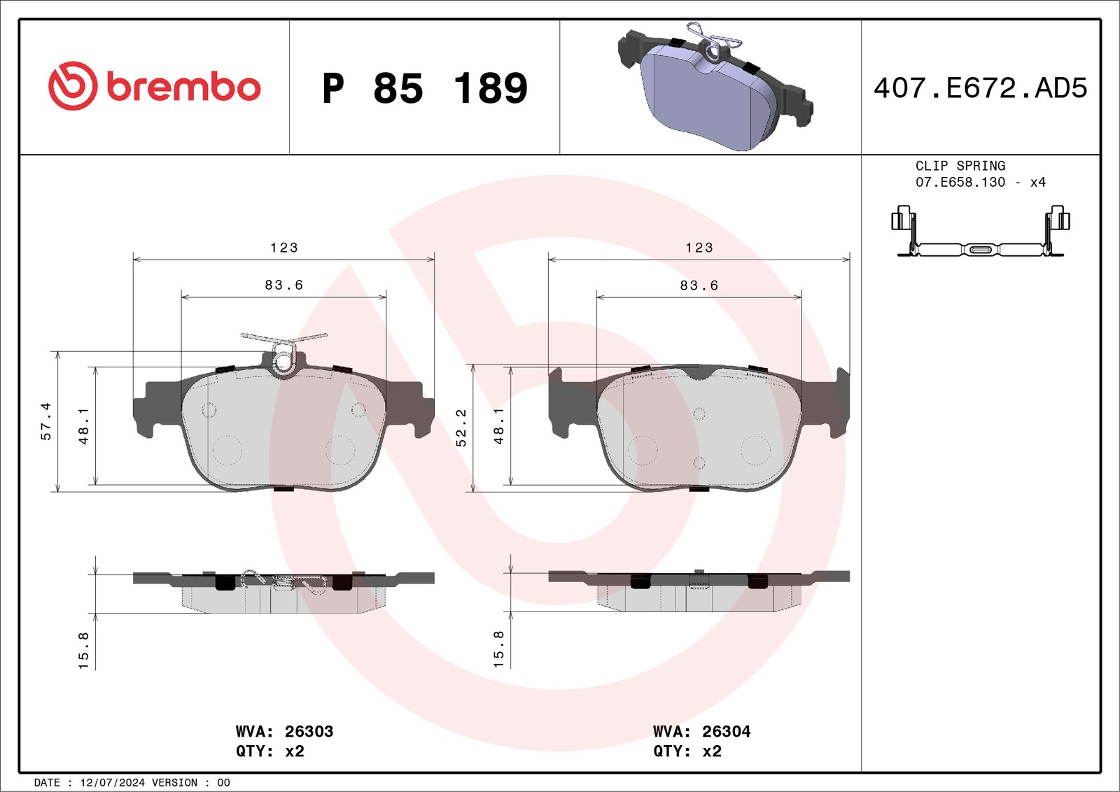 Brembo Bremsbelagsatz, Scheibenbremse P 85 189 Für Ford Vw Seat (Faw) - Bild 10