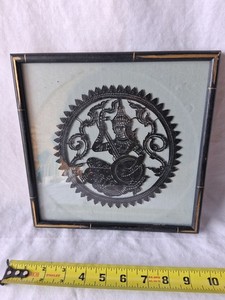 Vintage Framed Thai Shadow Puppet Art Piece 1950 - 70
