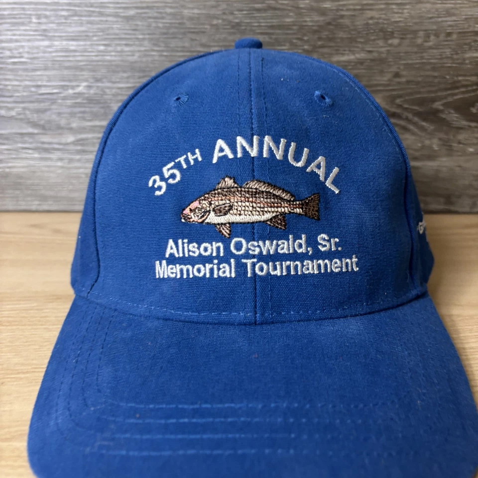 ВИНТАЖНЫЙ Alison Освальд старший мемориал турнир шляпа крышка ремень назад BlueFishing - Изображение 2 из 4