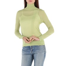 Burberry Ladies Mist Green Monogram-Embroidered Knitted Jumper