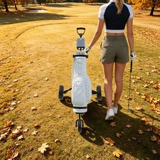 3 Wheel Golf Push Cart Lightweight Folding Pull Trolley w/ Cup Scorecard Holder