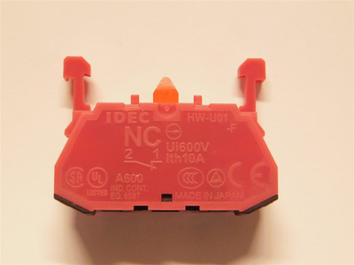 IDEC HW-U01 600V 10A SPST N.C. Contact Block for IDEC 22mm HW Series Switches