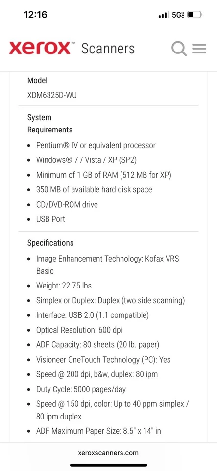 Xerox DocuMate 632 Flatbed Scanner Cords Adapter And Side Tray (Tested) Mint - Image 3 of 4