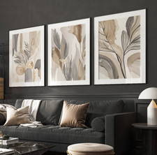 Neutral Abstract Wall Art, Bedroom or Living Room Decor, Set of 3, Unframed