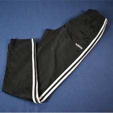 Adidas Women's Black Track Pants White Stripes Athletic Casual Comfort Size L