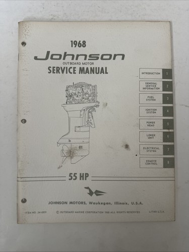 1968 Johnson JM-6809 Outboard OEM Service Manual 55 HP