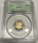 1936 Mercury Dime Silver 10C Coin PCGS MS65 OGH Old Green Holder Toned