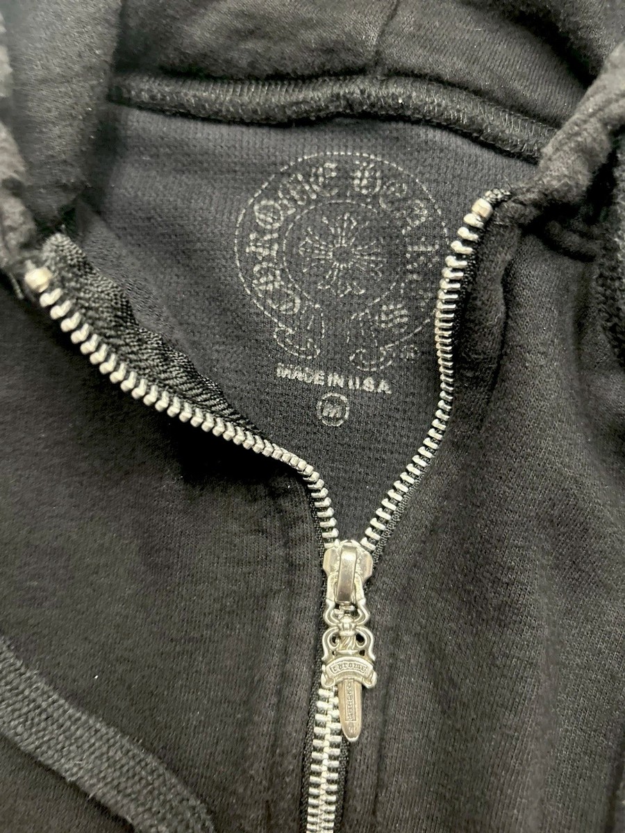 Chrome Hearts Vertical Logo Zip Up Hoodie Black | eBay