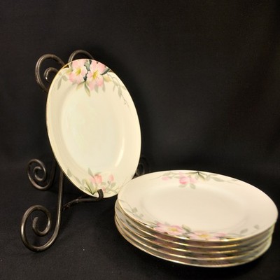Nippon Rising Sun Set of 6 Salad Plates 7 1/2'' HP Pink Azaleas w/Gold 1891-1918