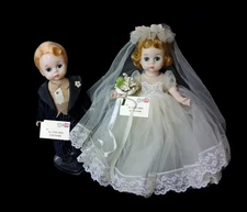 🤍 HTF 1957  Wendy-Kins Set Madame Alexander Bride & Groom BKW Dolls Complete 