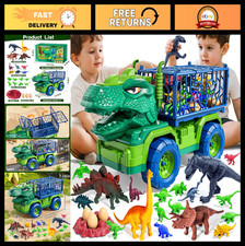 22-in-1 Dinosaur Truck Toy Set with 18 Dino Figures for Kids Ages 3-7, T-Rex Car