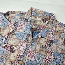 Vintage Barefoot In Paradise Hawaiian Shirt Men's Size 3XL Abstract Design Rare