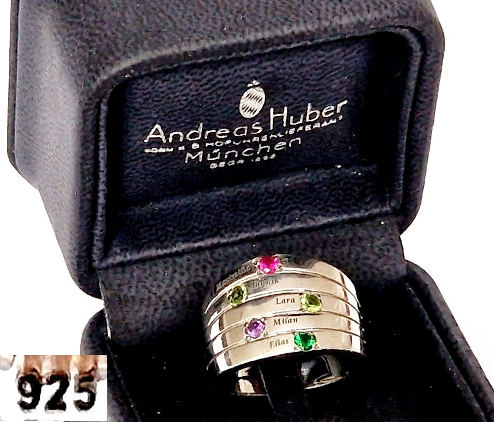 Anillo Familiar Con Nombres Piedras Plata 925 Z573