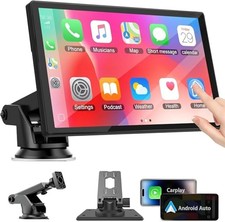 Double Din 7 Inch Touchscreen Car Stereo with Wireless CarPlay, Android Auto, Bl