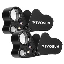 VIVOSUN 2-Pack 30X 60X Illuminated Jewelers Loupe Foldable Magnifier with LED