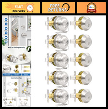 5-Pack Keyed Alike Front Door Lock Set with Deadbolt  Entry Knob, Brushed Nicke