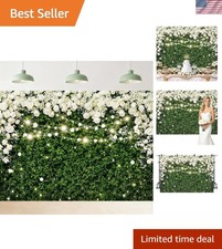 Flower Wall Green Leaves Plant White Photography Backdrop 7Wx5H, Rose Flora...