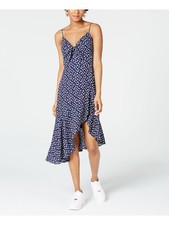 CITY STUDIO Womens Shift Midi Dress Spaghetti Strap V Neck