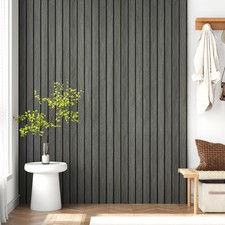 Black 3D Wood Slat Wall Panel Wallpaper Peel and Stick 16.8" 118"