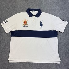 Polo Ralph Lauren Big Pony Polo Shirt Mens 2XB 3 Logo Crested White Colorblock