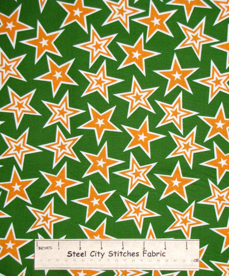 Timeless Treasures Stars Gold Green Sport Varsity Team C8070 Cotton Fabric YARD