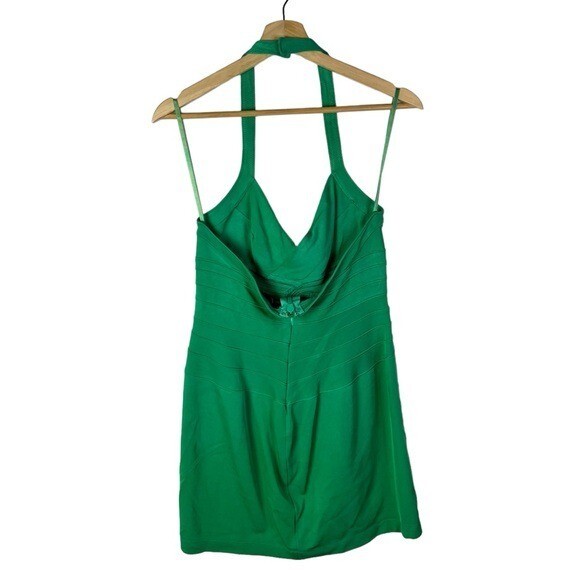 BCBGMaxAzria Emerald Green Halter Bandage Bodycon Dress M | eBay