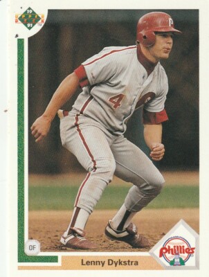 FREE SHIPPING-MINT-1991 Upper Deck Lenny Dykstra #267-PLUS PHILLIES BONUS CARDS