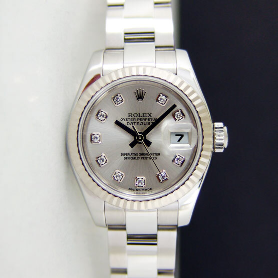 Rolex Lady-Datejust Gold Steel Silver Diamond 179174 Oyster - Pre-owned