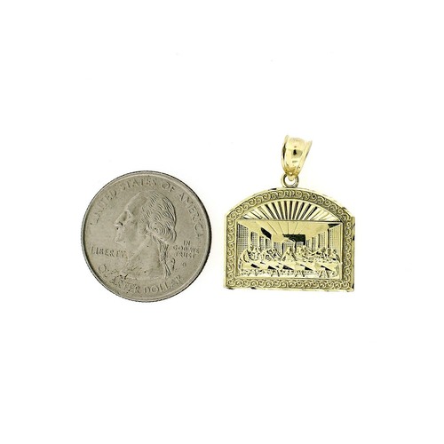 Mens Real 10K Yellow Gold Large Apostles Last Supper Pendant Diamond Cut Charm - 第 4/6 張圖片