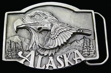 Alaska American Bald Eagle Patriotic Vintage Belt Buckle
