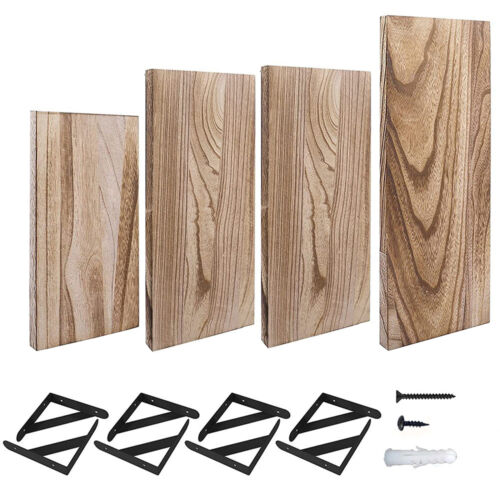 Hängeregal Wandregal Holz Küchen Schweberegal 4-Ebenen Wandboard Metall Regal - Bild 2 von 12
