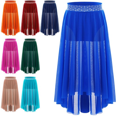Kids Girls Dancewear Waistband Skirt Dance Outfit Gymnastics Modern Practice - Picture 3 of 93