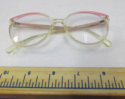 Pennoptics Eyeglasses Womens Plastic Frame Pink Temple Bows Big Eye Retro  607